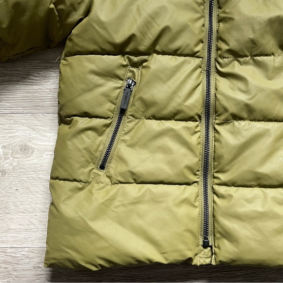 Zara Parka Puffer Jacket Coat Kids Boys Sage Green Faux Fur Hood Size 6 - Picture 4 of 7
